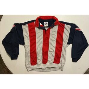 VTG 90s Greenline International Patriotic Color Block Rugby Sweatshirt XL Red